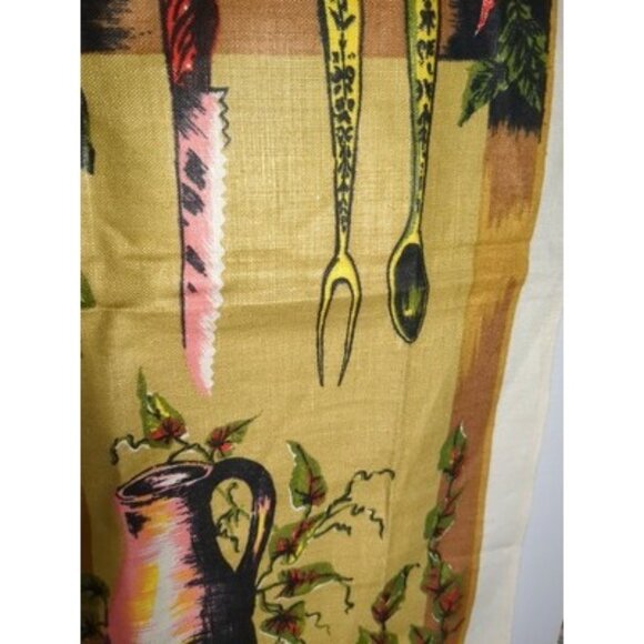 Vtg. Pure Linen Dish Towel 27x16 Kitchen Stlllife Multicolor Czechoslovakia NOS - Picture 6 of 14